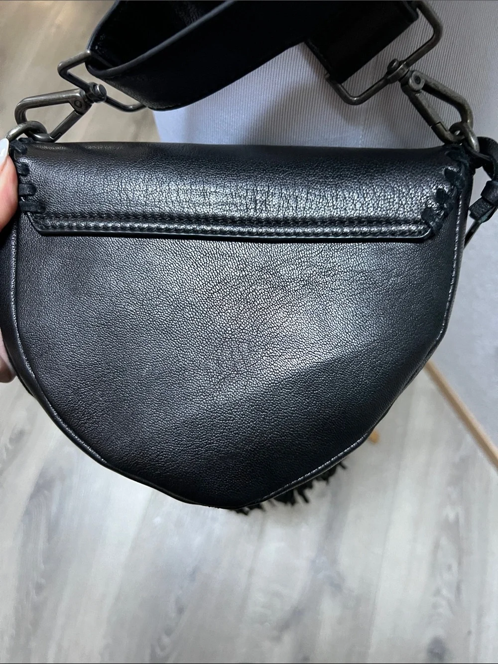 Idyllwind Black Leather Crossbody Bag with Fringe